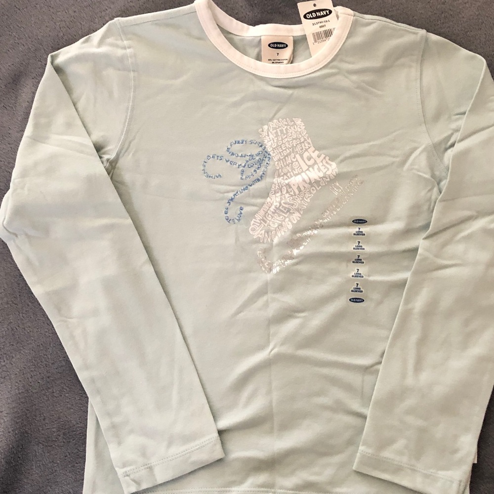 New Old Navy Long Sleeve Girls Graphic Tee with Ice Skate